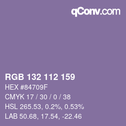 カラーコード: RGB 132 112 159 | qconv.com