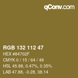 Farbcode: RGB 132 112 47 | qconv.com