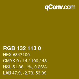 Color code: RGB 132 113 0 | qconv.com