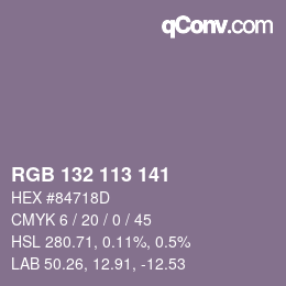 Color code: RGB 132 113 141 | qconv.com