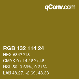 Color code: RGB 132 114 24 | qconv.com