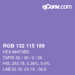 颜色代码: RGB 132 115 189 | qconv.com