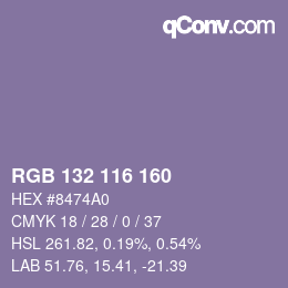Color code: RGB 132 116 160 | qconv.com