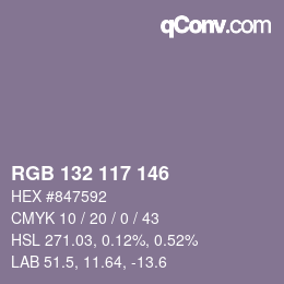 Código de color: RGB 132 117 146 | qconv.com