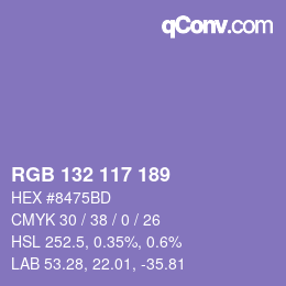 Código de color: RGB 132 117 189 | qconv.com