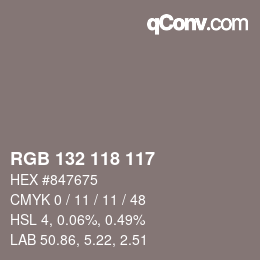 Code couleur: RGB 132 118 117 | qconv.com
