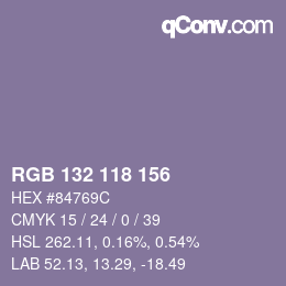 カラーコード: RGB 132 118 156 | qconv.com