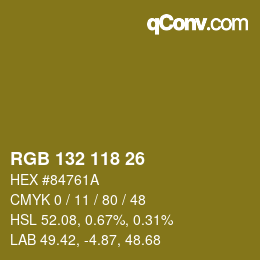 Color code: RGB 132 118 26 | qconv.com