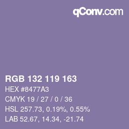 Farbcode: RGB 132 119 163 | qconv.com