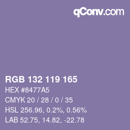 Color code: RGB 132 119 165 | qconv.com
