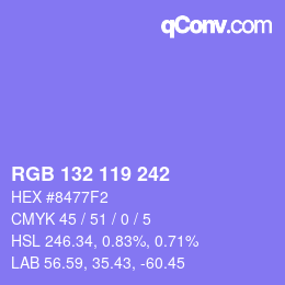 カラーコード: RGB 132 119 242 | qconv.com
