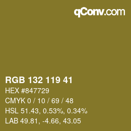 Color code: RGB 132 119 41 | qconv.com