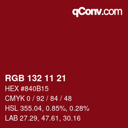 Color code: RGB 132 11 21 | qconv.com