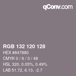 Color code: RGB 132 120 128 | qconv.com