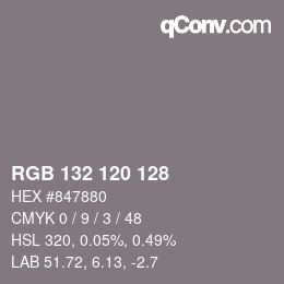 Color code: RGB 132 120 128 | qconv.com