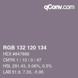 カラーコード: RGB 132 120 134 | qconv.com