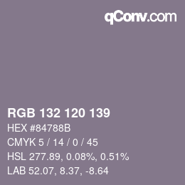 カラーコード: RGB 132 120 139 | qconv.com