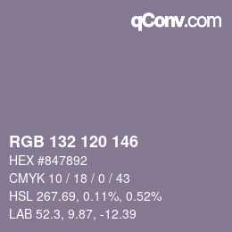 カラーコード: RGB 132 120 146 | qconv.com