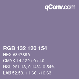カラーコード: RGB 132 120 154 | qconv.com