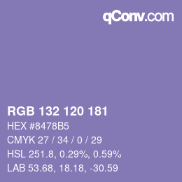 颜色代码: RGB 132 120 181 | qconv.com
