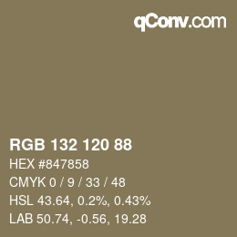 Farbcode: RGB 132 120 88 | qconv.com