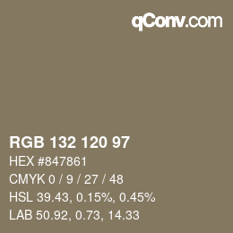 Farbcode: RGB 132 120 97 | qconv.com
