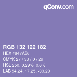 Color code: RGB 132 122 182 | qconv.com