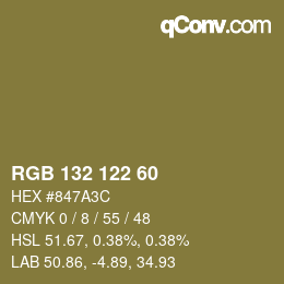 カラーコード: RGB 132 122 60 | qconv.com