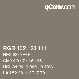 Código de color: RGB 132 123 111 | qconv.com