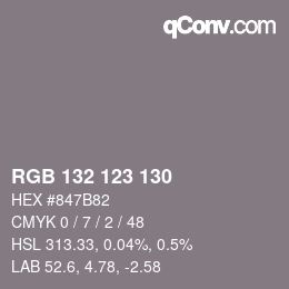Farbcode: RGB 132 123 130 | qconv.com