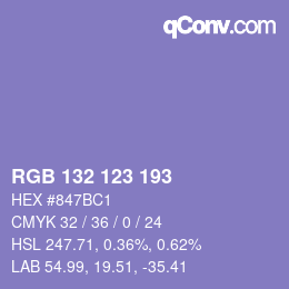 颜色代码: RGB 132 123 193 | qconv.com