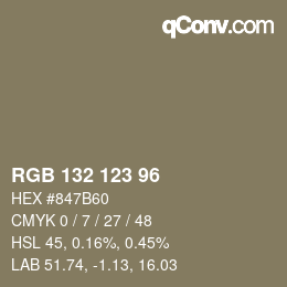 Code couleur: RGB 132 123 96 | qconv.com