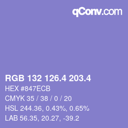 カラーコード: RGB 132 126.4 203.4 | qconv.com