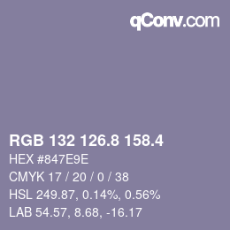 カラーコード: RGB 132 126.8 158.4 | qconv.com