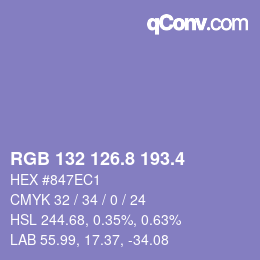 カラーコード: RGB 132 126.8 193.4 | qconv.com