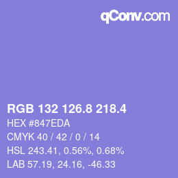カラーコード: RGB 132 126.8 218.4 | qconv.com