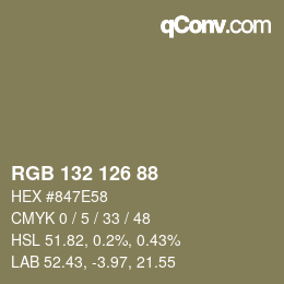 Farbcode: RGB 132 126 88 | qconv.com