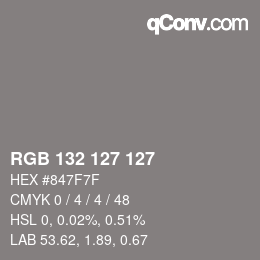 颜色代码: RGB 132 127 127 | qconv.com