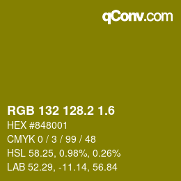 カラーコード: RGB 132 128.2 1.6 | qconv.com