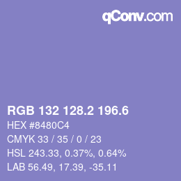 カラーコード: RGB 132 128.2 196.6 | qconv.com