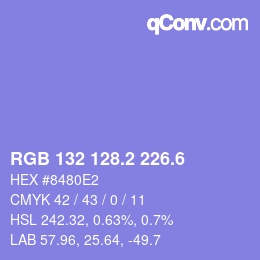 カラーコード: RGB 132 128.2 226.6 | qconv.com
