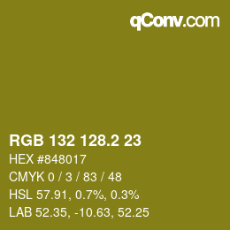 カラーコード: RGB 132 128.2 23 | qconv.com