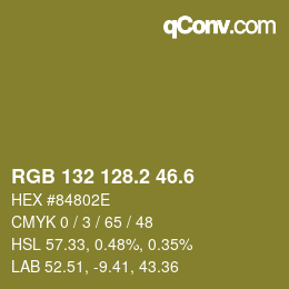 カラーコード: RGB 132 128.2 46.6 | qconv.com