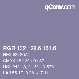 カラーコード: RGB 132 128.6 161.6 | qconv.com