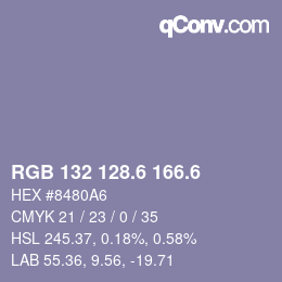 カラーコード: RGB 132 128.6 166.6 | qconv.com