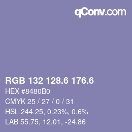 カラーコード: RGB 132 128.6 176.6 | qconv.com