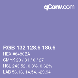 カラーコード: RGB 132 128.6 186.6 | qconv.com