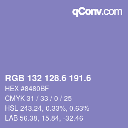 カラーコード: RGB 132 128.6 191.6 | qconv.com