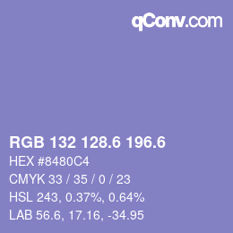 カラーコード: RGB 132 128.6 196.6 | qconv.com