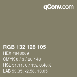 カラーコード: RGB 132 128 105 | qconv.com